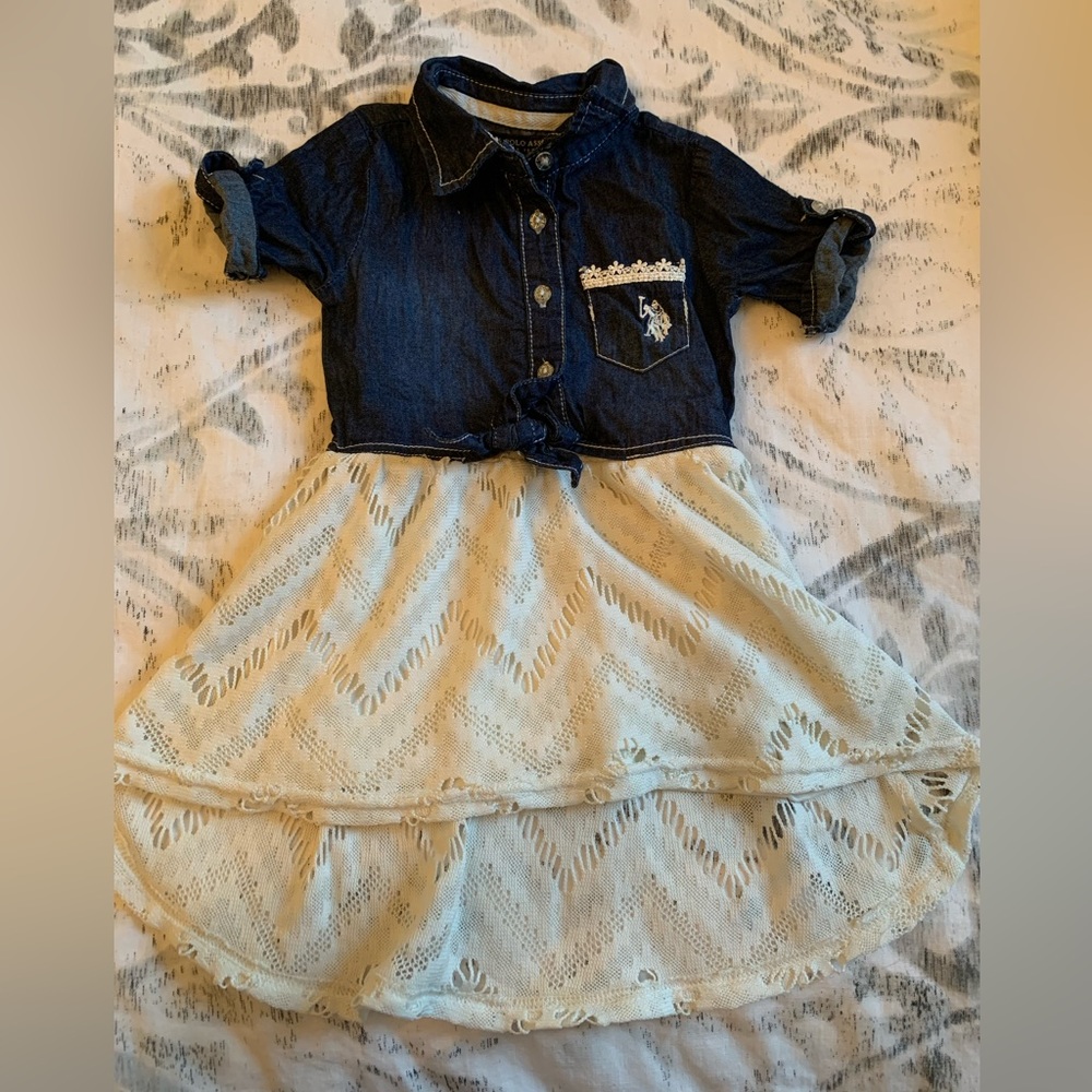 U.S. Polo Association denim and lace toddler dress. Size 18 months. Adorable.